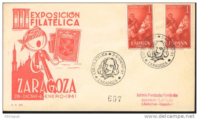 Espagne Espana 1961  Matasello Exposicion Filatelica  Zaragoza - Maschinenstempel (EMA)