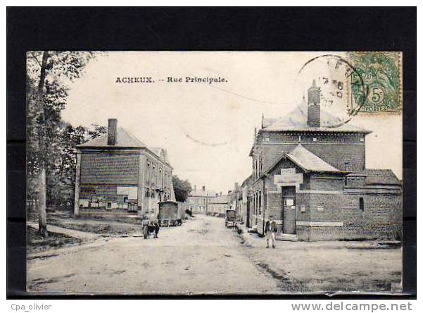 80 ACHEUX Rue Principale, Animée, Bureau De Poste, Ed Grossel, 1907 - Acheux En Amienois