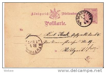 Wtb083/  W¨rttemberg - Niederstetten, 1884, Einkreiser - Postal  Stationery