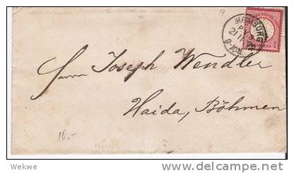Brs144/Grosses Schild 1872, 1 Groschen, Stempel Hamburg Nach Haida - Briefe U. Dokumente