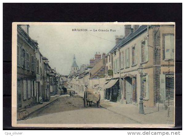 89 BRIENON SUR ARMANCON Grande Rue, Animée, Attelage, Tabac, Colorisée, Ed CFM, 190? - Brienon Sur Armancon