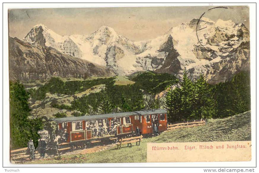 M1598 - Mürrenbahn. Eiger, Mönch Und Jungfrau   *oblitération AMBULANT* - Mürren