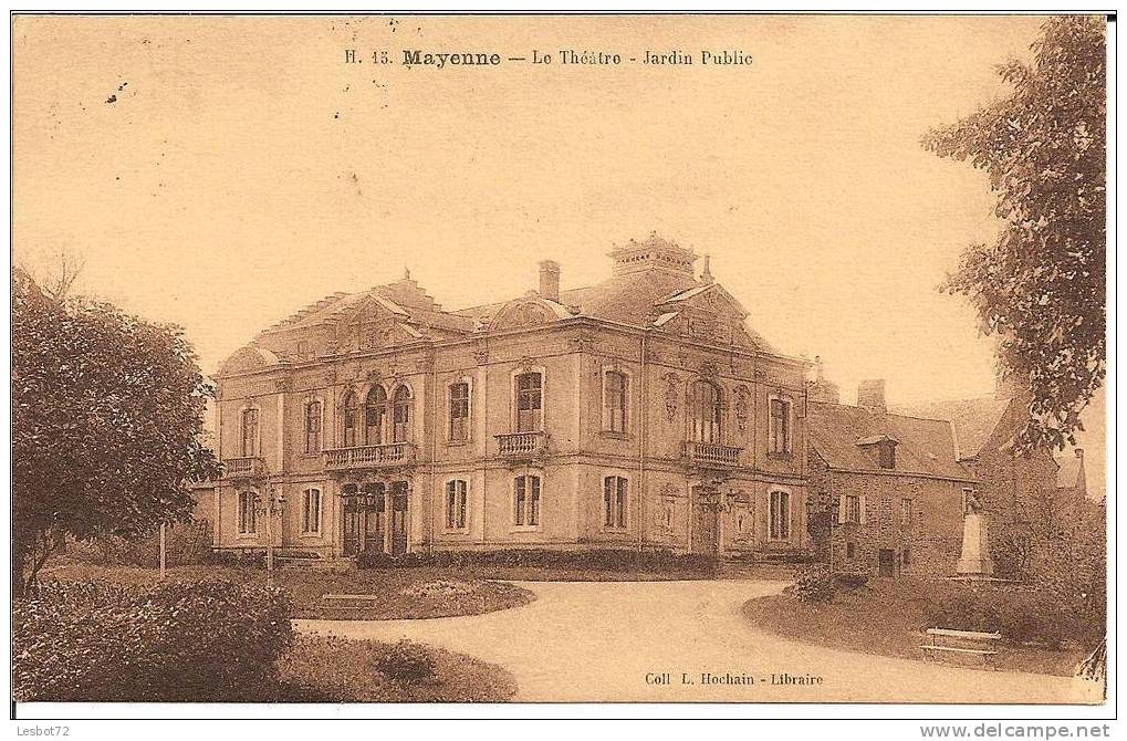 Cpa, Mayenne, Le Théatre - Jardin Public - Mayenne