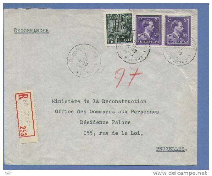 693+768 Op Aangetekende Brief Met Stempel BOITSFORT   (VK) - 1936-1957 Open Collar