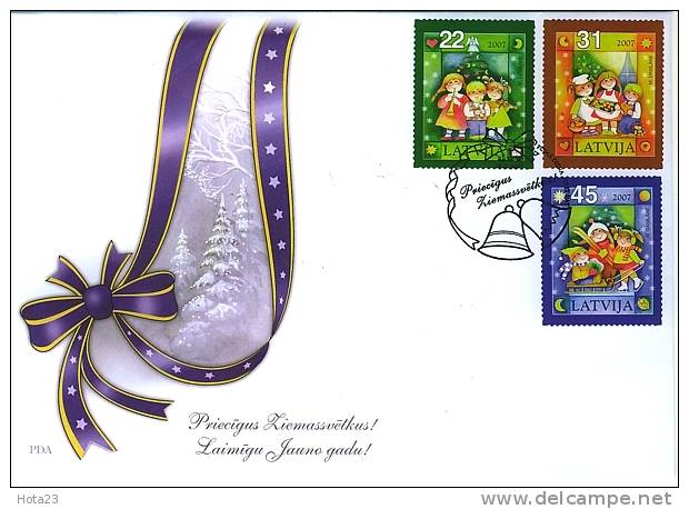 Latvia Christmas 2007 Full Set FDC - Nouvel An