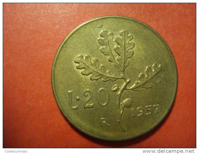 1240  ITALIA ITALY   20 LIRE    AÑO / YEAR  1957  FDC- - 20 Liras