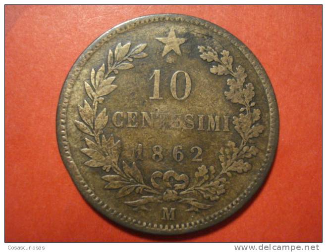 1244   ITALIA   ITALY     10 CENTESIMI   AÑO / YEAR  1862 M   B+ - 20 Liras