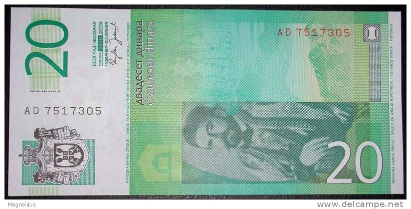 Banknote,Paper Money,Bill,Serbia,20 Dinars,Petar Petrovic Njegos - Yugoslavia