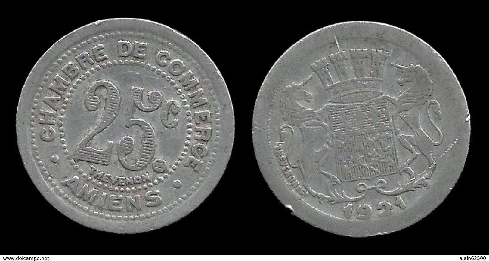 NECESSITE :  AMIENS  . 25cts  . 1921 . - Monétaires / De Nécessité