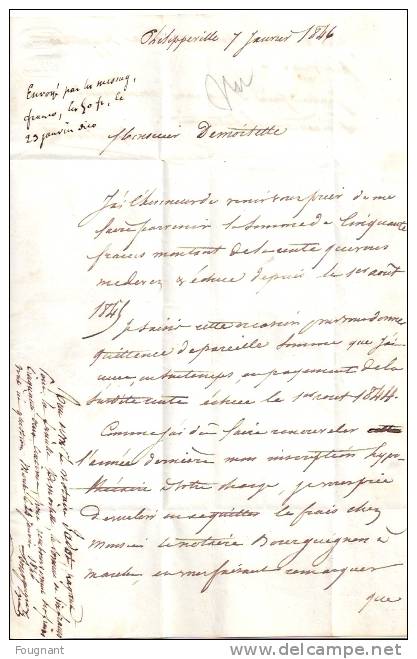 BELGIQUE:1846:Lettre De PHILIPPEVILLE Pour HOTTON,près De MARCHE-en-FAMENNE.Oblit.P HILIPPEVILLE Et MARCHE(double Cercle - 1830-1849 (Belgique Indépendante)