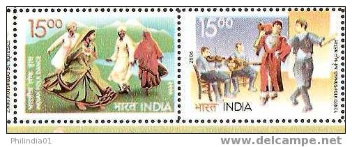 INDIA 2006 INDIA - CYPRUS JOINTS ISSUE, ART, CULTURE, FOLK DANCE 2V  MNH** Inde Indien - Danse