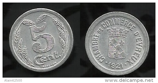 NECESSITE :  EVREUX . 5 Cts . 1921 . - Monedas / De Necesidad
