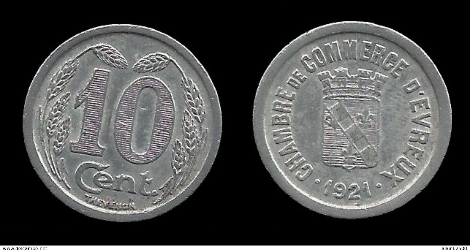 NECESSITE : EVREUX . 10 Cts . 1921 . - Monedas / De Necesidad