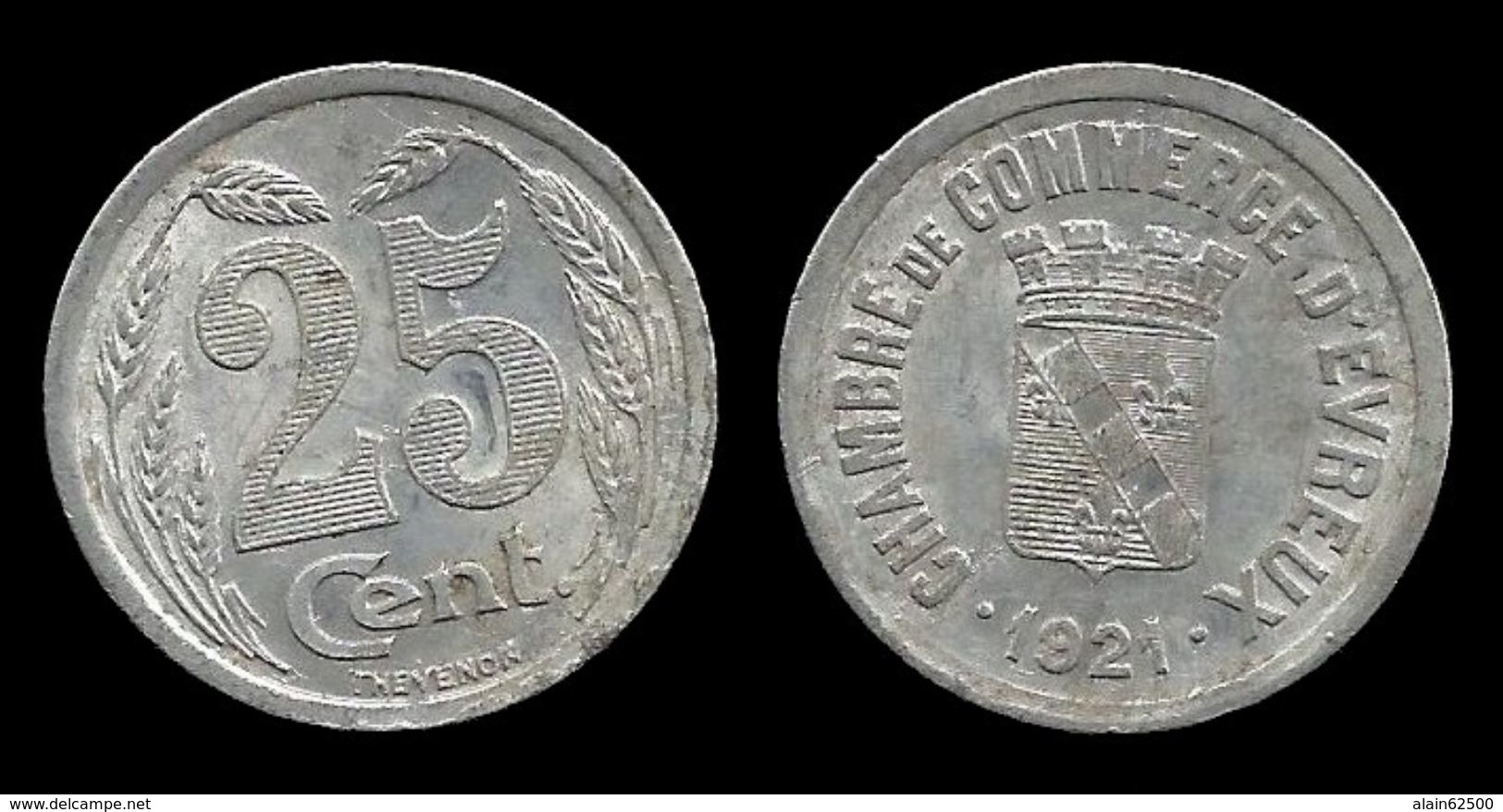 NECESSITE : EVREUX . 25cts . 1921 . - Monedas / De Necesidad
