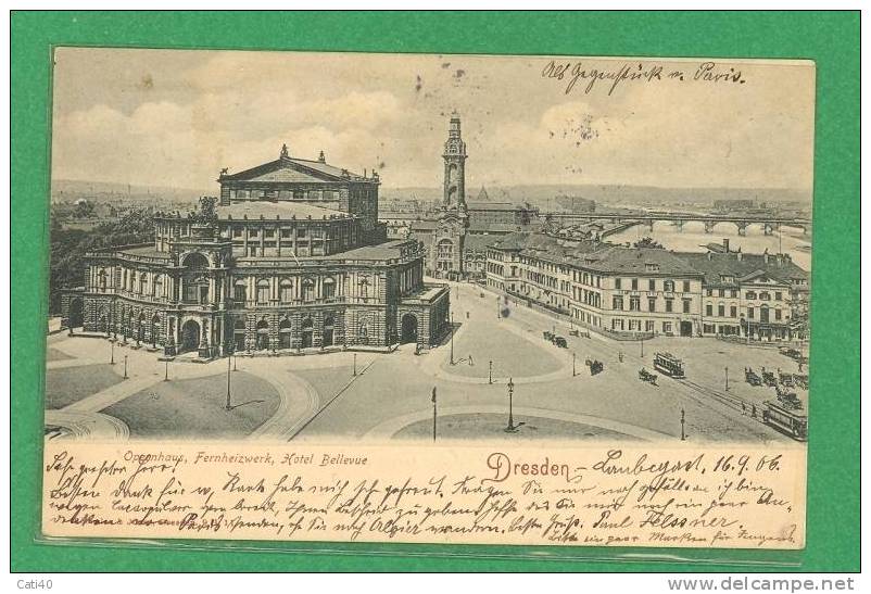 CARTOLINA-GERMANIA-DRESDEN-OPERNHAUS FERNHEIZWERK-HOTEL BELLEVUE - Aalen