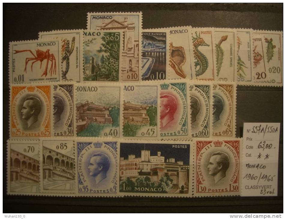 Monaco  * *  De  1960 / 1965    "   Prince  Rainier  III ,faune,flore Et Vues   "  N° 537 A  à  550 A       23 Val - Unused Stamps