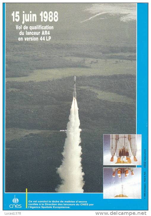 15 JUIN 1988 VOL DE QUALIFICATION DU LANCEUR AR4 EN VERSION 44LP - Raumfahrt