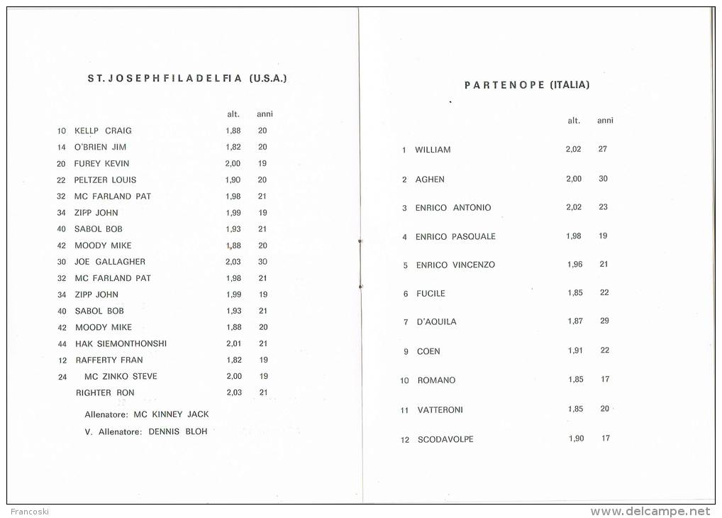 5^ COPPA BASKET GAD ETNA CATANIA-1972-Partenope Napoli-S.Joseph Filadelfia-U.R.S.S.-Cecoslovacchia- - Deportes