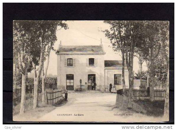 89 CHAMPIGNY SUR YONNE Gare, Extérieur, Animée, Ed JD, 1906 - Champigny