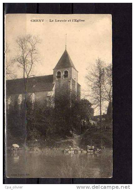 89 CHENY Eglise, Lavoir, Animée, Blanchisseuses, Ed Toulot, 191? - Cheny