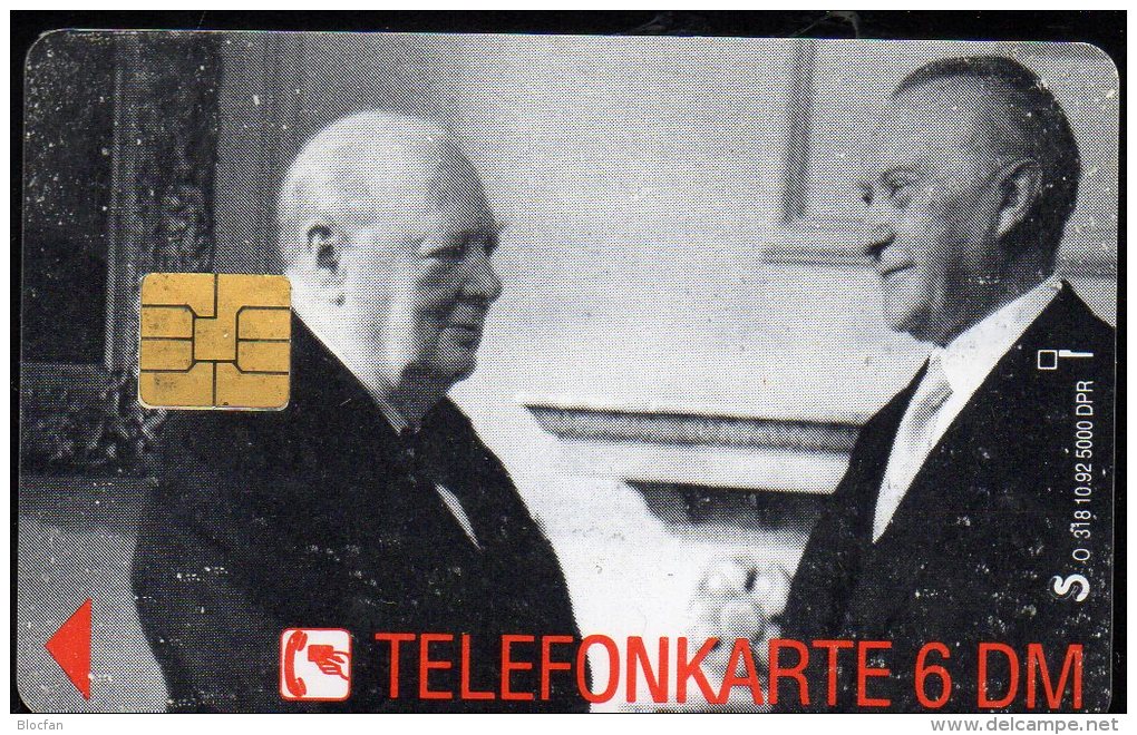 TK O 318/1992 Bundes-Kanzler Dr. Adenauer 1876 Bis 1967 O 12€ Mit Bundes-Präsident Set 25.Todestag Tele-cards Of Germany - Sonstige – Europa