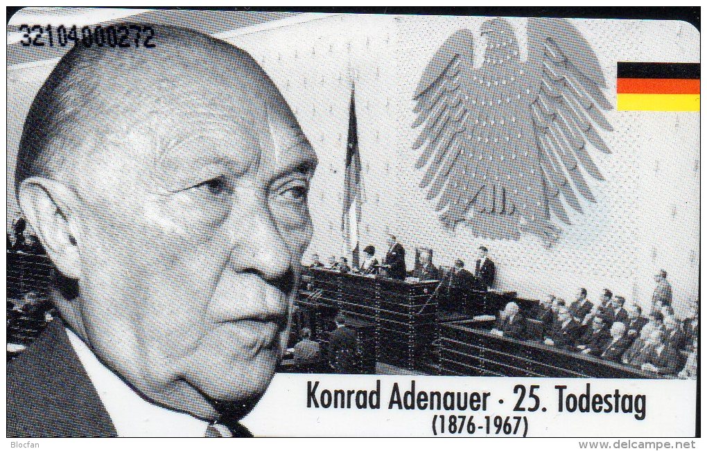 TK O 318/1992 Bundes-Kanzler Dr. Adenauer 1876 Bis 1967 O 12€ Mit Bundes-Präsident Set 25.Todestag Tele-cards Of Germany - Other - Europe