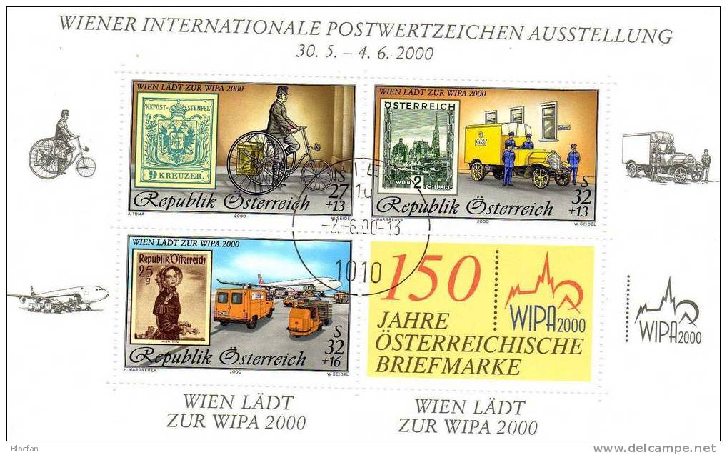 WIPA 2000 Historische Briefmarken Auf Telefonkarte Österreich Bl.14 + TK O Und ** 35€ - Stamps & Coins