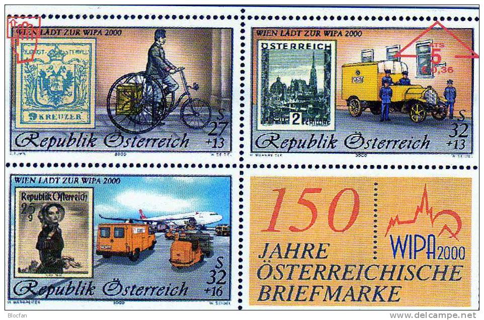 WIPA 2000 Historische Briefmarken Auf Telefonkarte Österreich Bl.14 + TK O Und ** 35€ - Francobolli & Monete