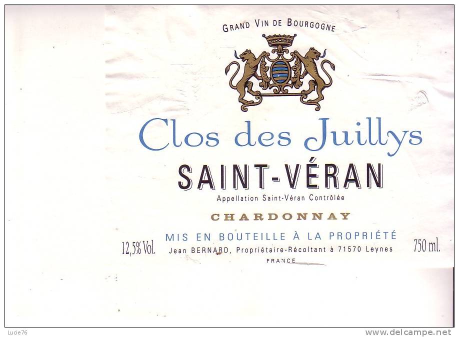 CLOS DES JUILLYS -  SAINT VERAN - - Bourgogne