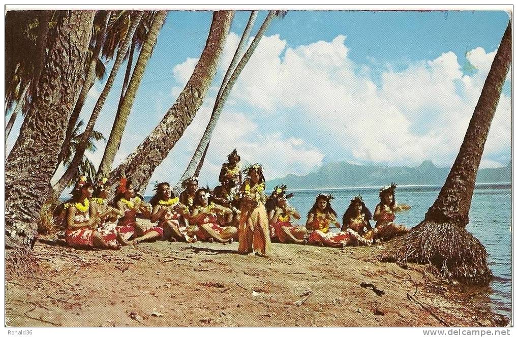 CP TAHITI  Belles Danseuses Tahitiennes Sur La Plage De PUNAUJA - Polynésie Française