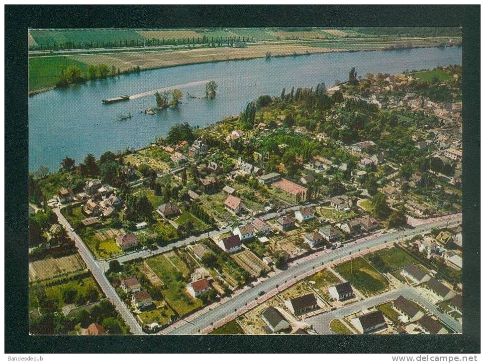 Porcheville (78) - Vue Aérienne - La Seine ( Péniche Studio François) - Porcheville