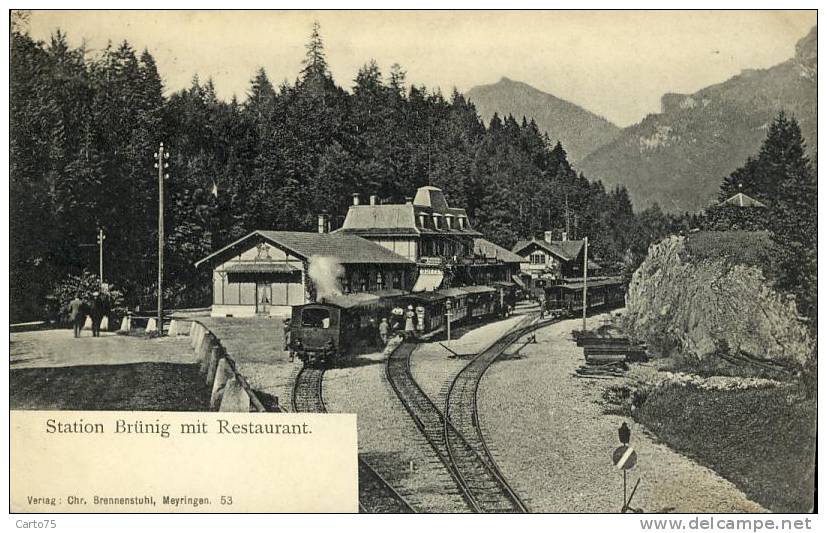 CHEMINS De FER - Train - Gare - Brünig Et Restaurant - Stazioni Con Treni