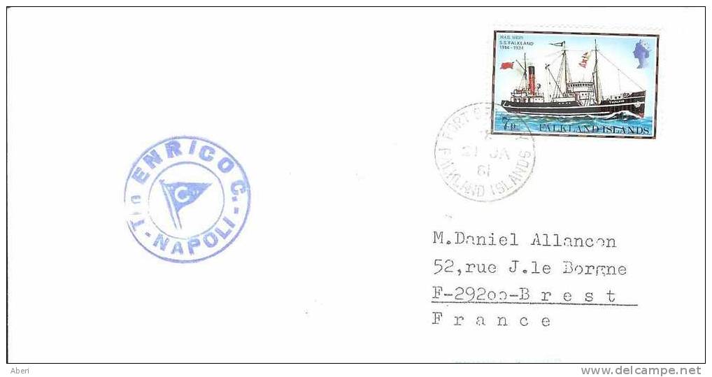 3768 FALKLAND ISLAND - ENRICO SHIP - NAPOLI - ITALIA - - Navi Polari E Rompighiaccio