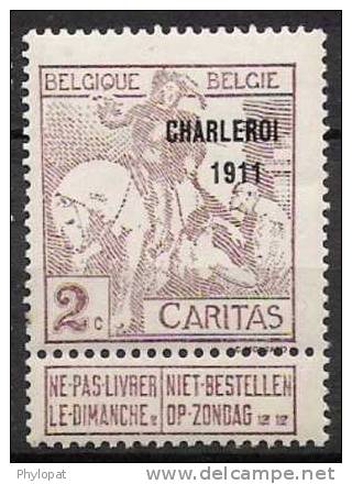 BELGIQUE 1911 N°102 Charniére *  Affaire 30% Cote - 1910-1911 Caritas