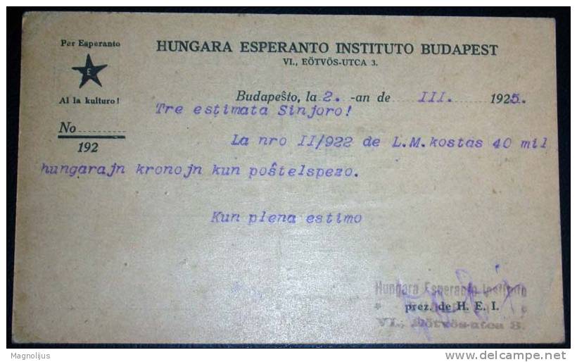 Esperanto,Hungary,Budapest,Conference,Institute,vintage Postcard - Esperanto