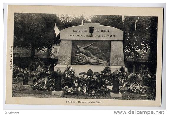 Cpa BRIEY Monument Aux Morts - Ed Rueff Barbier - Briey