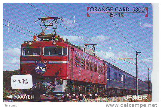 Telefonkarte  Japonaise Japan Train (9276) DAMPF Eisenbahn Trein Locomotive Zug Japon Japan Karte - Telephones