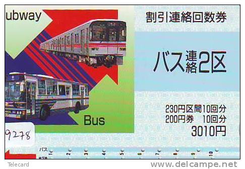 Telefonkarte  Japonaise Japan Train (9278) DAMPF Eisenbahn Trein Locomotive Zug Japon Japan Karte - Telephones