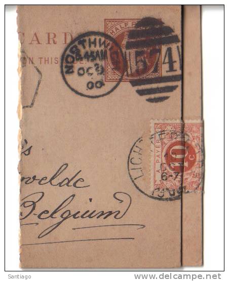 Lettercard Postcard / GB / Strafport / Taks / Duty Fee / RRR  : Scan / Met TX 4 : Werkelijk Postaal Doorgeschuurd  North - Other & Unclassified