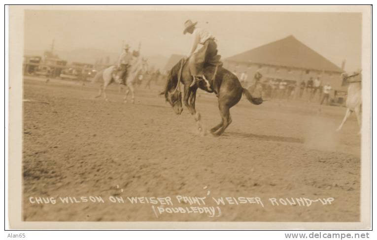 Weiser ID Round-up Rodeo, Bucking Bronco Real Photo Vintage Postcard - Sonstige & Ohne Zuordnung