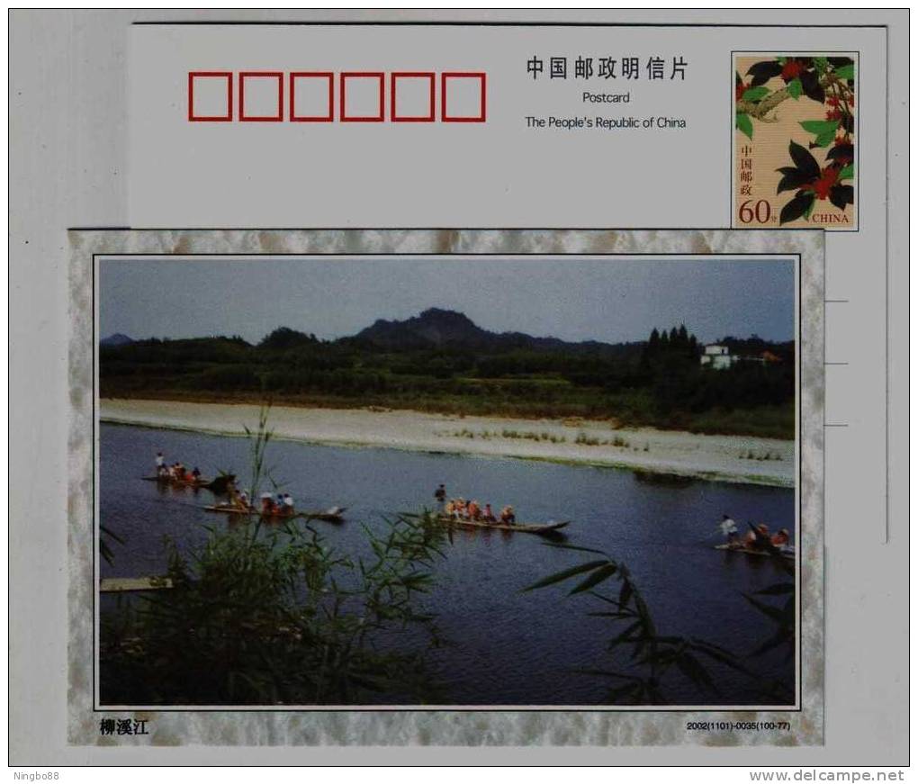 Sightseeing On Bamboo Raft,China 2002 Liuxijiang River Tourism Landscape Advertising Pre-stamped Card - Rafting