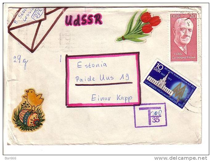 GOOD " REGISTERED " Postal Cover DDR To ESTONIA 1972 - Nice Stamped - Briefe U. Dokumente