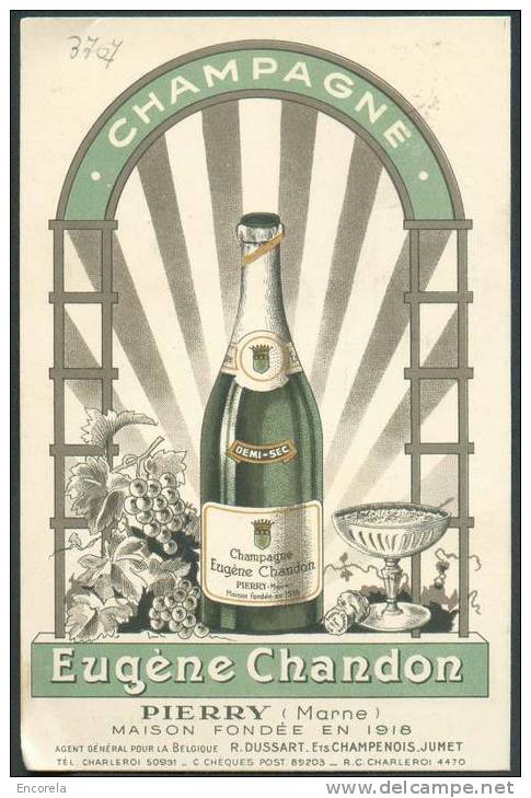 CHAMPAGNE - Etablissements Champenois R. DUSSART Champagne Eugène CHANDON Obl. Dc CHARLEROI 1941 Vers Wakken.  TB - 3707 - Vinos Y Alcoholes