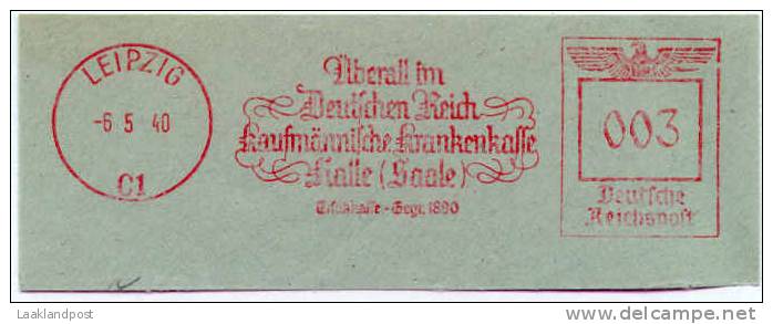 Deutsche Reich Nice Cut Kmeter Freistempel Uberal Im Deutsche Reich Krankenkasse Leipzig 6-5-1940 - Ziekte