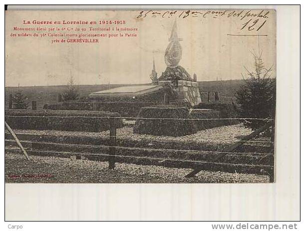 La Guerre En Loraine En 1914-1915. - Monument Aux Morts Du 36e Colonial . GERBÉVILLER. - Gerbeviller