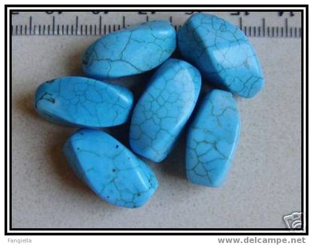 Perle (1) En Véritable Turquoise Bleue Torsadée Environ 20x10m - Perles