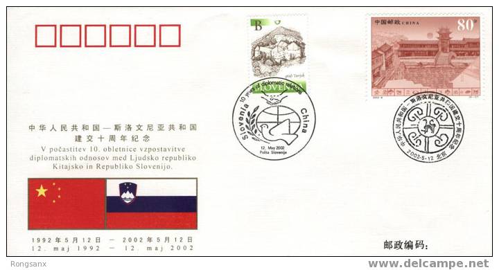PFTN.WJ-107 CHINA-SLOVENIA DIPLOMATIC COMM.COVER - Covers & Documents