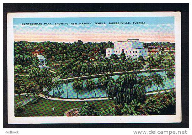 Real Photo Postcard Florida USA Jacksonville Confederate Park & Masonic Temple  - Ref 197 - Jacksonville