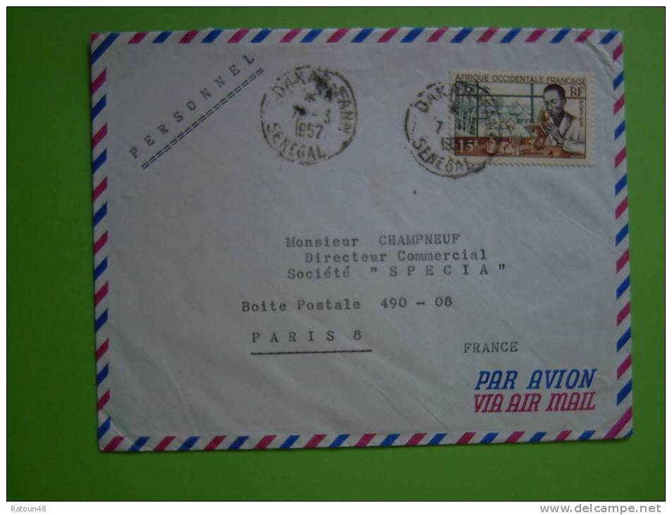 A.O.F.  - Lettre Par Avion De 1957 - - Lettres & Documents