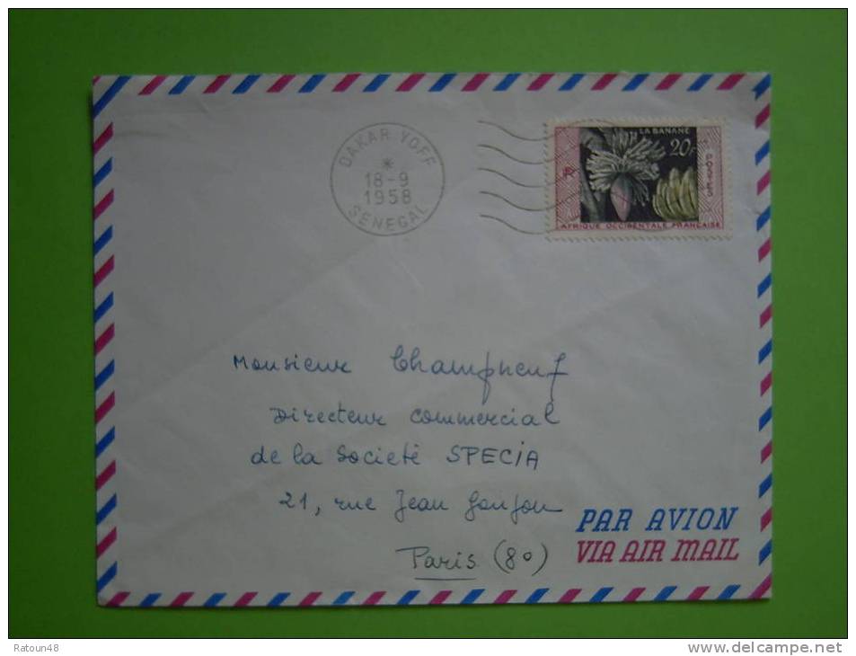 A.O.F.  - Lettre Par Avion De 1958 - Production Bananière - Lettres & Documents